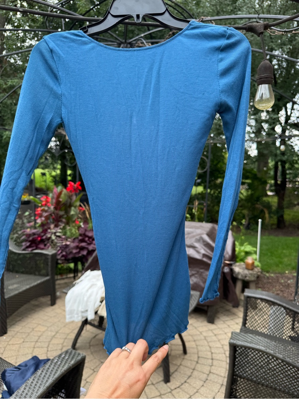 Free People Teal Blue Long Sleeve Ribbed Bodycon Dress